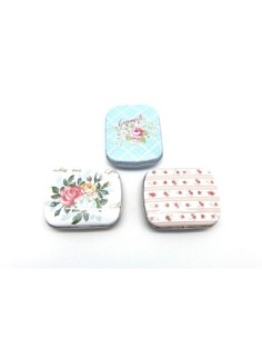 Lot de 3 Boites métalliques de rangement , boite cadeaux, ou boite à collectionner motif assorti rose, fleur, rayures