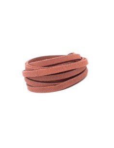 2m Cordon plat daim synthétique suédine de couleur rouge tomette 5mm 