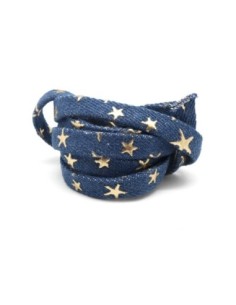 1m Lanière 10mm en jeans coton tissé motif étoile doré bleu jeans foncé Tendance denin