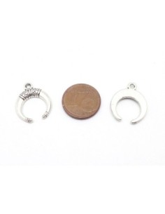 petites breloques pendentifs double corne - lune 18,5mm x 15,2mm en métal argenté 2