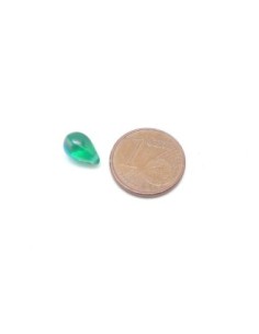 Perle goutte en verre de couleur vert émeraude irisé AB 9,2mm 2