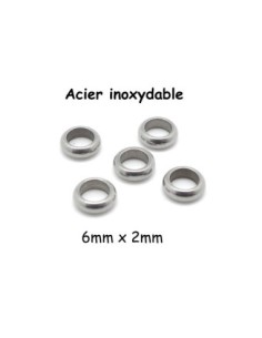 Perle ronde fine rondelle en acier inoxydable couleur argenté