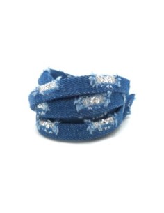 Lanière 10mm en jeans et paillette argenté bleu jeans Tendance Denin