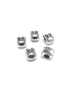 Perles hibou en métal argenté à gros trou 4,7mm