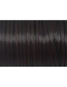 lacet plat en coton ciré marron foncé brillant