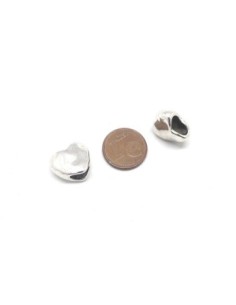 perles passant coeur en métal argenté martelé pour cordon de 6mm 2