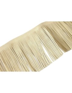 galon frange beige doré pâle effet métallisé en simili cuir pour customisation, pompon hauteur frange 10cm