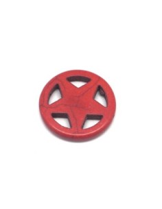 2 grandes perles étoile en pierre naturelle imitation turquoise "Howlite" rouge 30mm