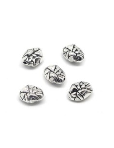 Perles galet en métal argenté ovale irrégulier 11,7mm x 8,6mm