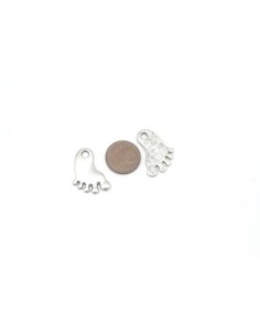 5 Breloques pied en métal argenté 23mm x 17mm 2