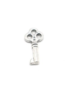 4 Breloques clefs en métal argenté 30mm x 15mm