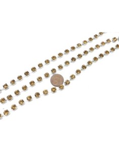 50cm de chaînette strass couleur ambre 6mm et métal argenté 2