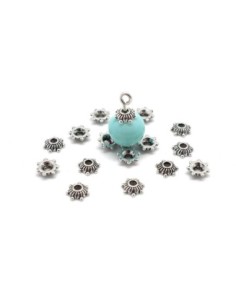 50 mini Calottes, coupelles, connecteurs en métal argenté 1,7mm x 5,2mm
