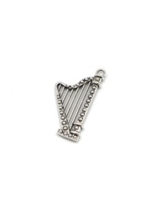 3 Breloques harpe en métal argenté 39mm x 20mm