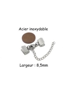 Fermoir mousqueton avec embout griffe 8,5mm serre ruban en acier inoxydable 2
