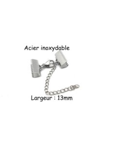 Fermoir mousqueton avec embout griffe 13mm serre ruban en acier inoxydable