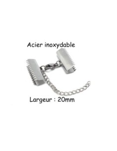 Fermoir mousqueton avec embout griffe 20mm serre ruban en acier inoxydable
