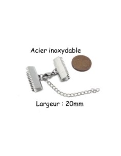 Fermoir mousqueton avec embout griffe 20mm serre ruban en acier inoxydable 2