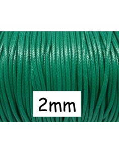 Cordon polyester enduit 2mm souple imitation cuir vert herbe coton ciré