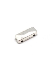 Perles intercalaire en métal argenté martelé 2 trous de 1mm