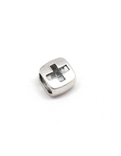 perles passant en métal argenté motif croix adapté au cuir regaliz 2