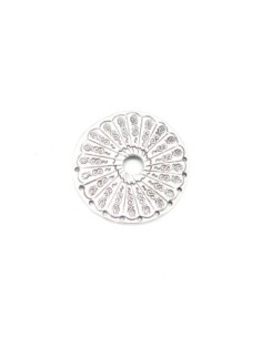 Pendentif connecteur rond en métal argenté style ethnique 55mm