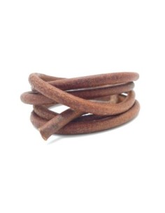 Cordon cuir 6mm rond marron noisette rustique brut 2