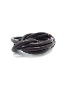 Cordon cuir 5mm rond marron foncé