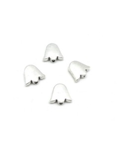 Perle métal argenté tulipe, fleur 11mm x 10mm