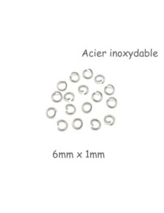 anneau de jonction épais en acier inoxydable argenté 6mm x 1mm