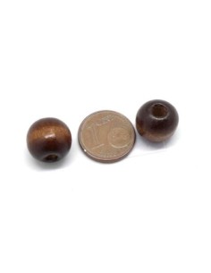perle en bois ronde 12mm de couleur marron foncé chataigne 2