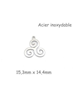 breloque Triskel style celtique argenté en acier inoxydable