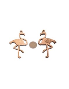 Pendentif flamant rose en bois couleur marron scrapbooking 65mm x 38mm 2