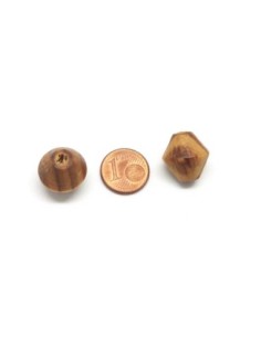 perle en bois toupie 15mm de couleur marron noisette rayé 2
