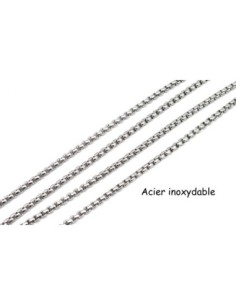 chaînette cordon 3mm métal argenté en acier inox