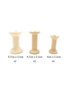 bobine en bois brut tailles assorties pour couture ou déco