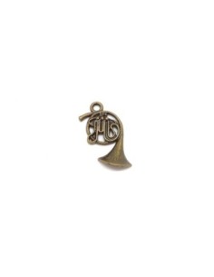 Breloque cor de chasse en métal de couleur bronze