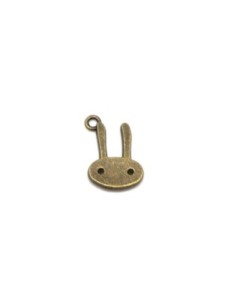 Breloque petit lapin coquin en métal bronze
