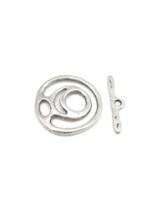 Grand Fermoir T toggle en métal argenté 36mm