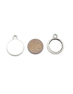 Support cabochon rond pendentif pour cabochon de 14mm en métal argenté 2