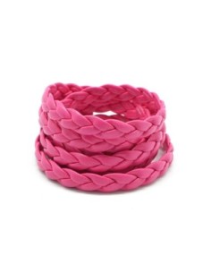 lanière cuir synthétique tressé pas chère 8mm simili cuir rose fuchsia