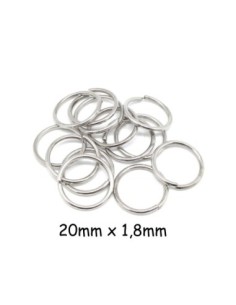 15 anneaux de jonction épais, résistant en métal argenté 20mm x 1,8mm - Anneaux brisés