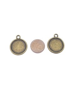 Pendentif support pour cabochon de 17mm métal couleur bronze 2
