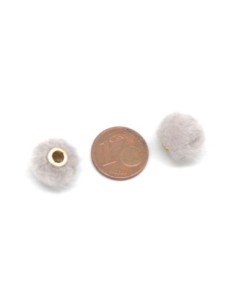 perle pompon ronde gris clair 10mm imitation fourrure 2