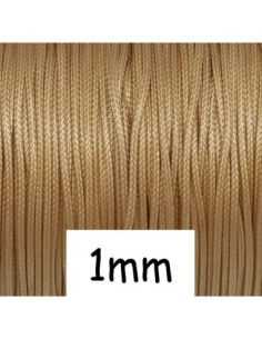 Cordon polyester enduit 1mm souple beige ocre sable style coton ciré brillant