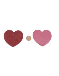 Grand Pendentif coeur en cuir rose souple 6cm 2