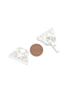 Fermoir à clip en métal argenté brillant blanc filigrane pour bracelet manchette à 6 rangs 2