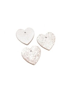 Grand Pendentif coeur en cuir effet craquelé blanc et verso marron 6cm 2