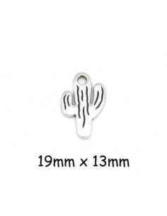 breloque cactus en métal argenté 19mm