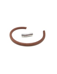 Kit bracelet homme cuir marron et fermoir acier inoxydable 2